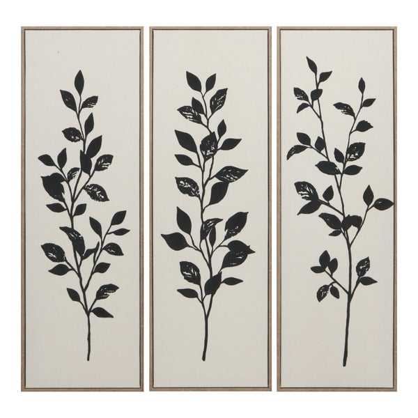 Tall Black Leaf Framed Canvas Wall Art | Assorted Designs, 90 x 30