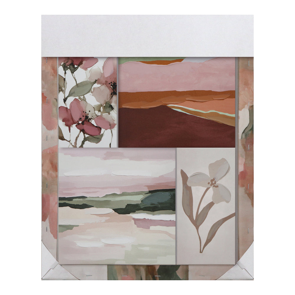 Orange and Pink Assorted Botanical Canvas Wall Art Set | Set of 5