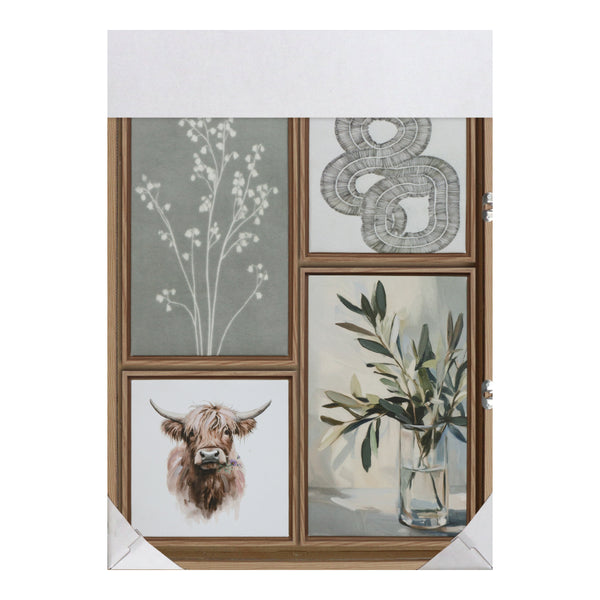 Country Green Assorted Framed Canvas Wall Art Set | Set of 5