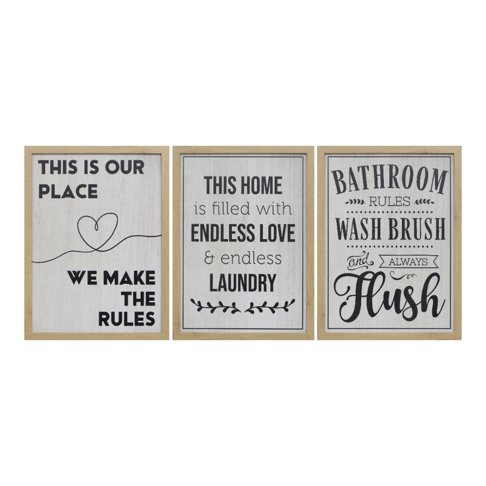 Home Sayings Wooden Framed Wall Art | Assorted Quote Designs, 30 x 40cm