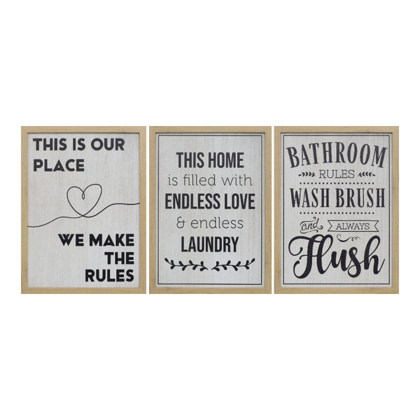Home Sayings Wooden Framed Wall Art | Assorted Quote Designs, 30 x 40cm