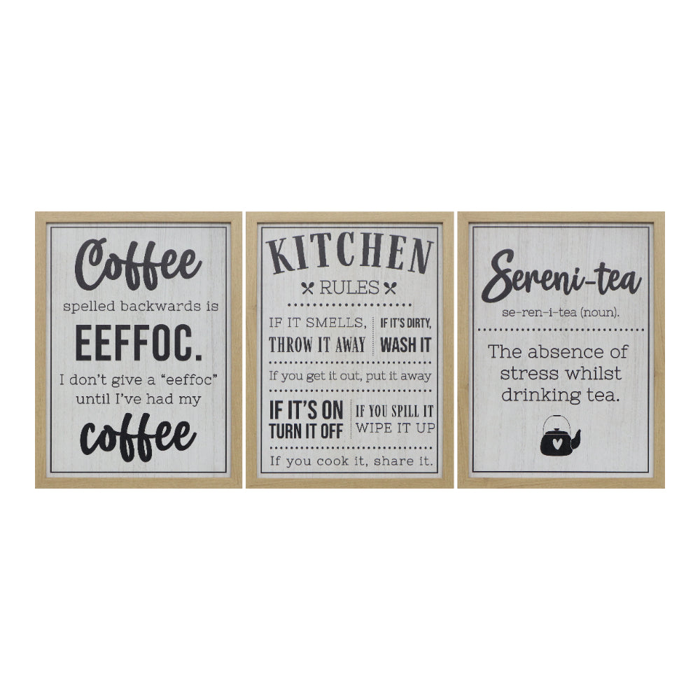 Assorted Kitchen Sayings Framed Wall Art | Wood Frame, 30 x 40cm
