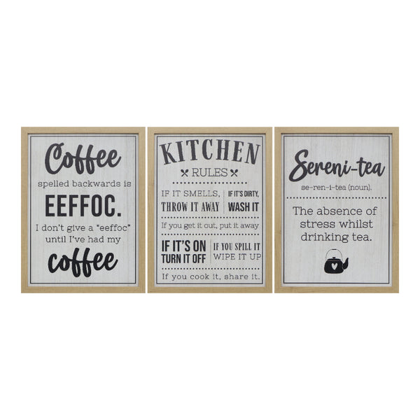Assorted Kitchen Sayings Framed Wall Art | Wood Frame, 30 x 40cm