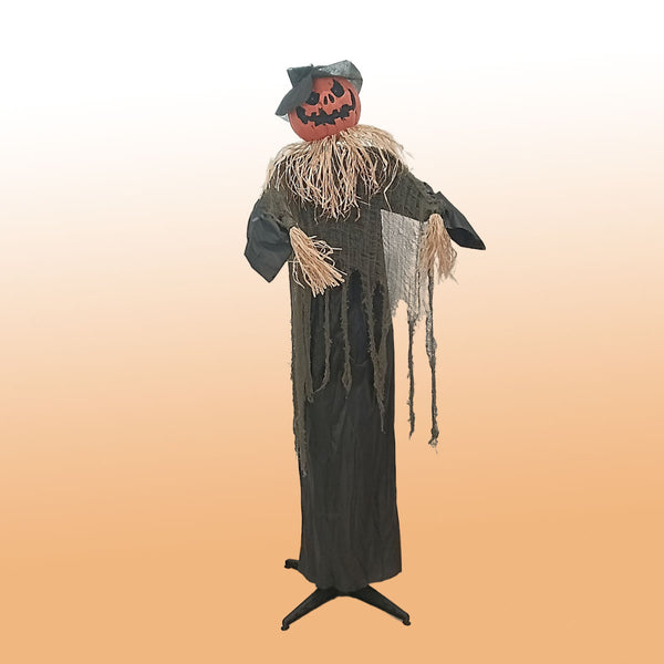 Animated Standing Jack-o’-Lantern Scarecrow Decoration - 176cm