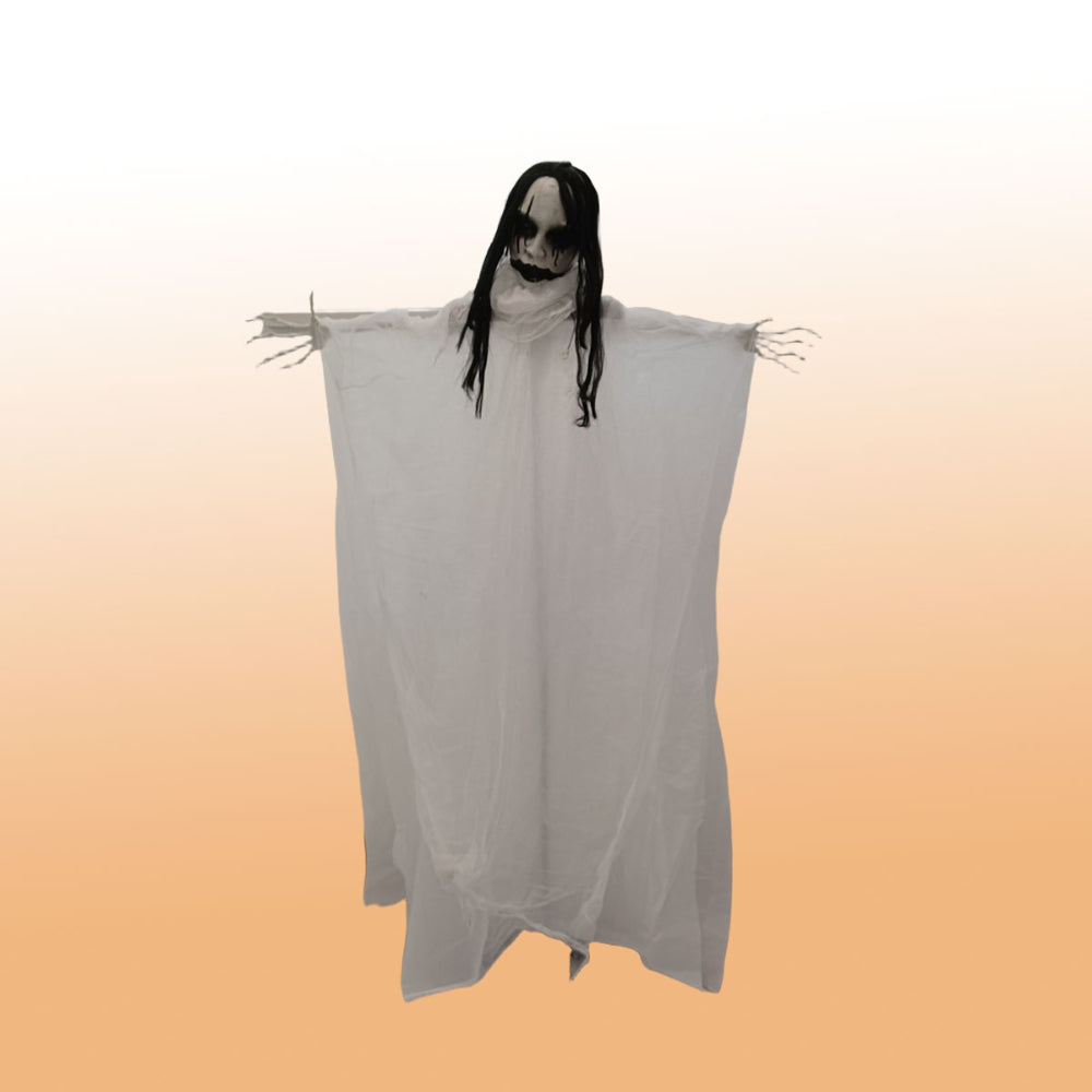 Animated Standing Ghost Halloween Decoration - 176cm, Skeletal Figure