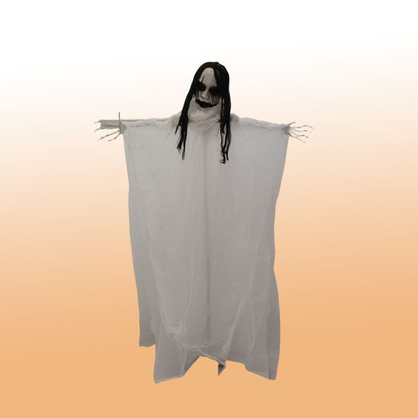 Animated Standing Ghost Halloween Decoration - 176cm, Skeletal Figure