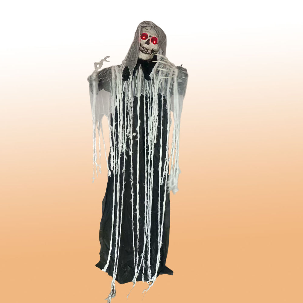 Animated Standing Ghost Halloween Decoration - 180cm, Glowing Red Eyes