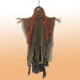 Hanging Pumpkin Ghost Halloween Scarecrow Decoration - 63cm, Tattered Fabric