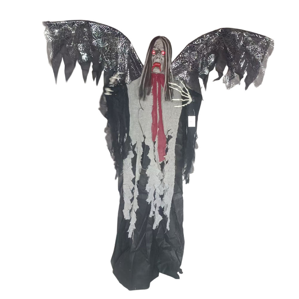 Animated Standing Ghost Halloween Decoration - 160cm, Glowing Red Eyes