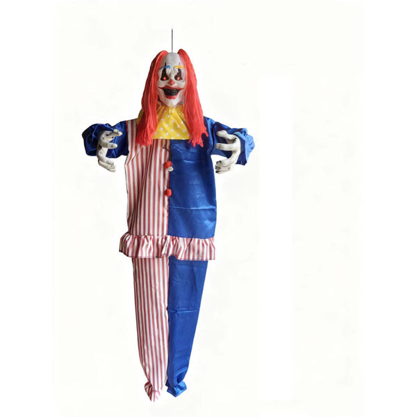 Hanging Horror Circus Clown Decoration - 150cm, Vivid Red Hair
