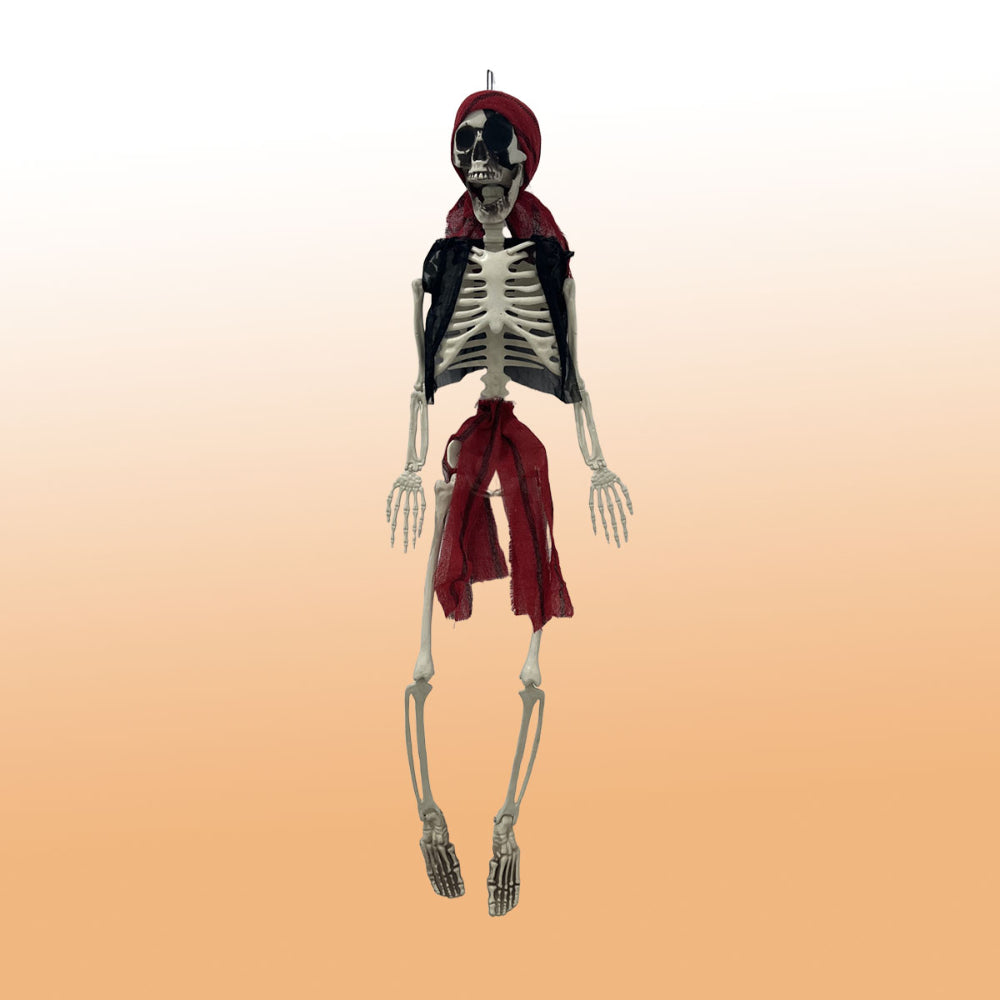 Hanging Pirate Skeleton Halloween Decoration - 90cm, Tattered Costume