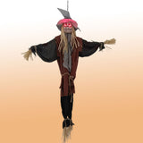 Hanging Scarecrow Ghost Halloween Decoration - 130cm, Illuminated Red Eyes