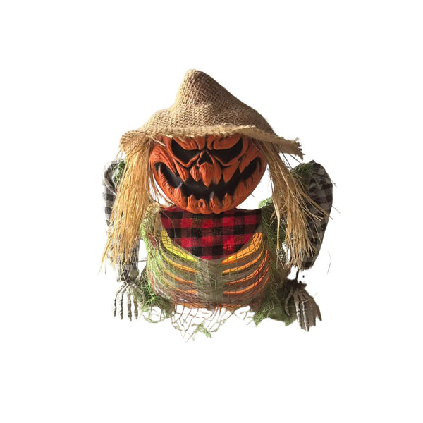 Illuminated Half-Body Scarecrow Skeleton Decoration - Crouching Design