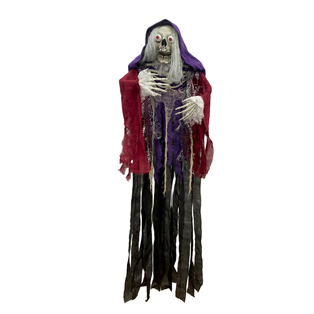 Hanging Animated Ghost Halloween Decoration - Purple and Black, 160cm