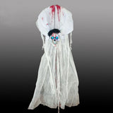 Bloody White Reaper Hanging Halloween Decoration - 110cm, Blue Light-Up Eyes