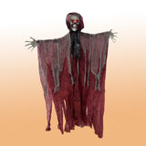 Hanging Red Demon Skeleton Halloween Decoration - 160cm, LED Eyes