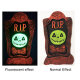 Orange Pumpkin Tombstone Halloween Decoration - Fluorescent Skull Face