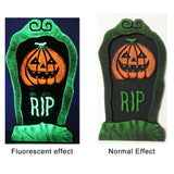 Green Pumpkin Glow-in-the-Dark Tombstone Decoration - RIP Graveyard Design