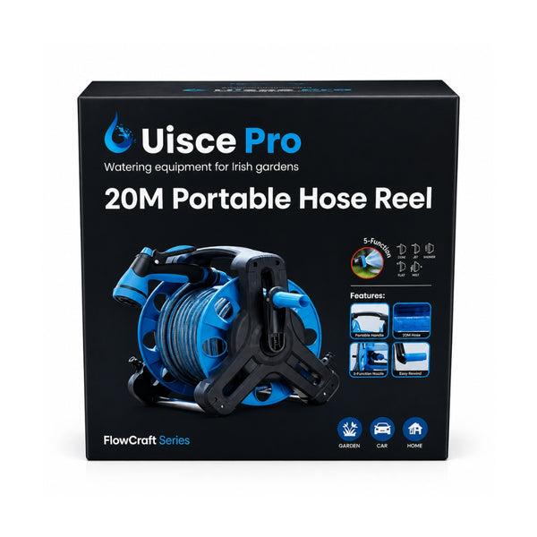 Uisce Pro Garden Hose Reel and Cart Watering Storage | 20m Hose