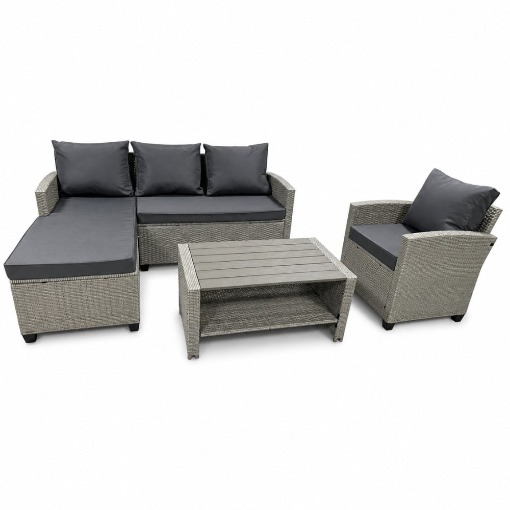 Trapani  4-Seater Rattan Garden Furniture Set | 4 Pieces, Outdoor Seating