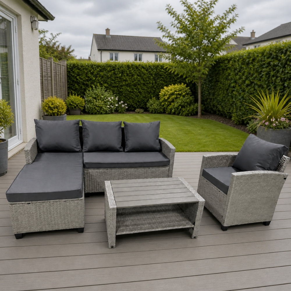 Trapani  4-Seater Rattan Garden Furniture Set | 4 Pieces, Outdoor Seating