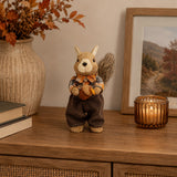 Autumn Boy Squirrel Freestanding Decoration - Checked Outfit, Acorn