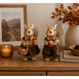Autumn Boy Squirrel Freestanding Decoration - Checked Outfit, Acorn