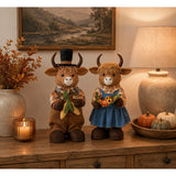 Autumn Boy Highland Cow Ornament - 50cm, Tartan Harvest Design