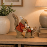Parent and Baby Squirrel Woodland Ornament - Freestanding, Brown and Orange, 22cm