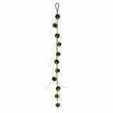 Green Velvet Pumpkin Hanging Garland - 120cm, Rustic Botanical Décor