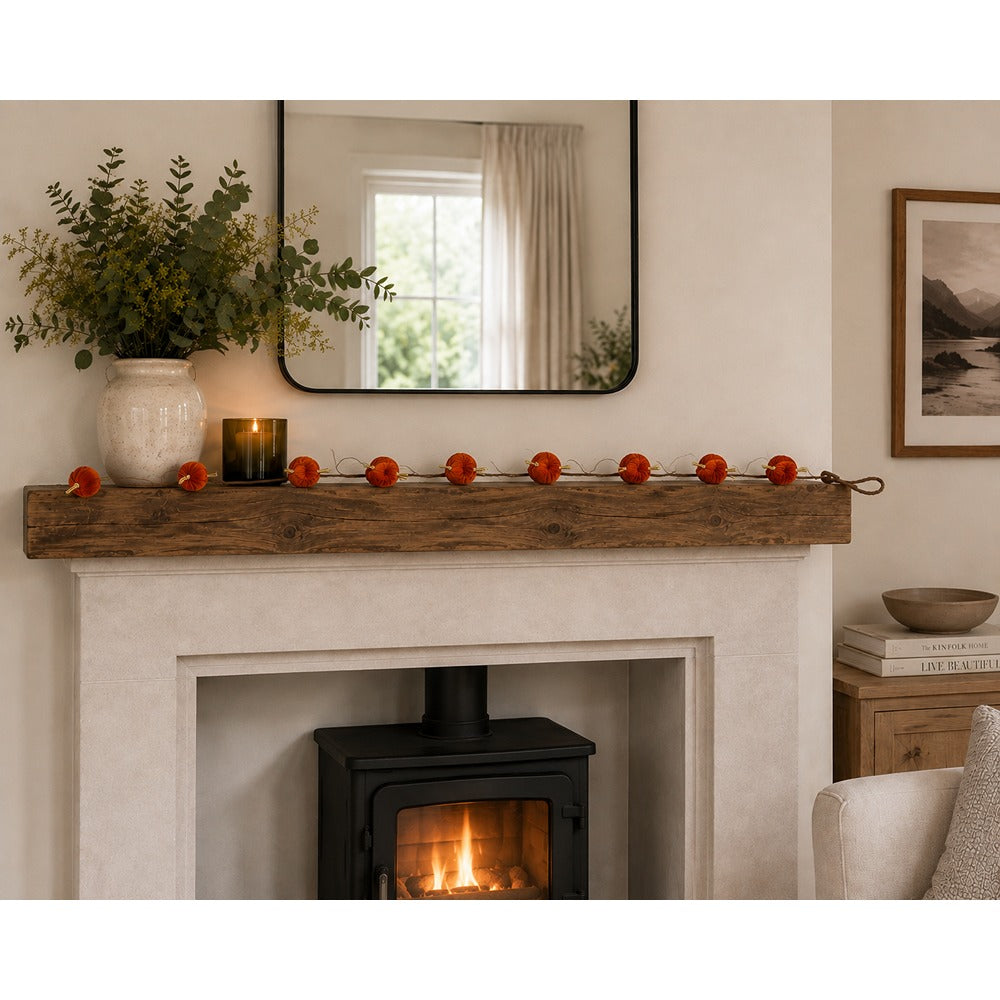 Orange Mini Pumpkin Hanging Garland - 120cm, Rustic Autumn Decoration