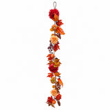 Autumn Pumpkin and Floral Hanging Garland - 152cm, Harvest Colours