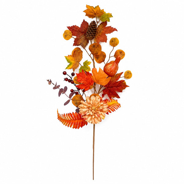 Autumn Flower and Berry Decorative Stem - Assorted Colours, 74cm