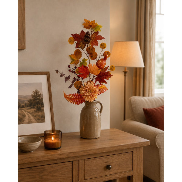 Autumn Flower and Berry Decorative Stem - Assorted Colours, 74cm