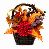 Autumn Harvest Floral Basket Decoration - Woven Basket, Mixed Foliage