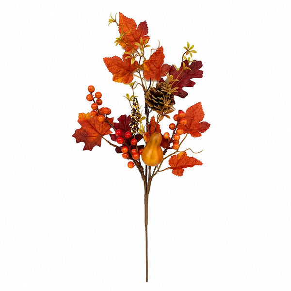 Autumn Leaf and Berry Decorative Pick - Pear and Pine Cone Accents