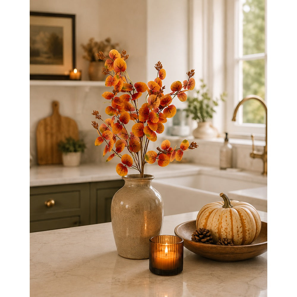 Autumn Leaf Decorative Foliage Spray - Orange and Amber, 69cm