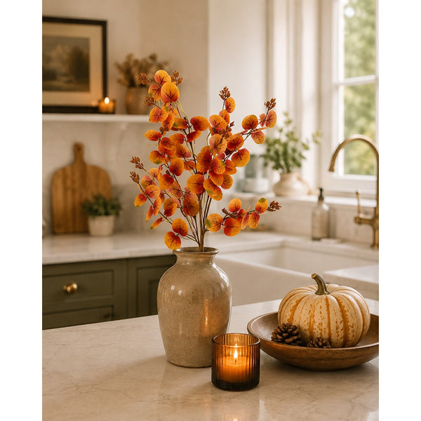 Autumn Leaf Decorative Foliage Spray - Orange and Amber, 69cm