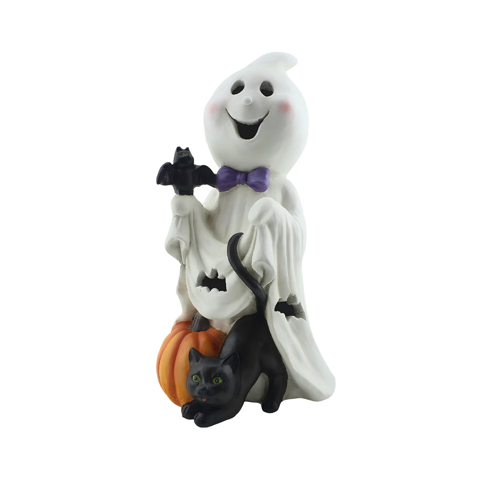 LED Smiley Ghost Halloween Ornament - 40cm, Pumpkin and Cat Design