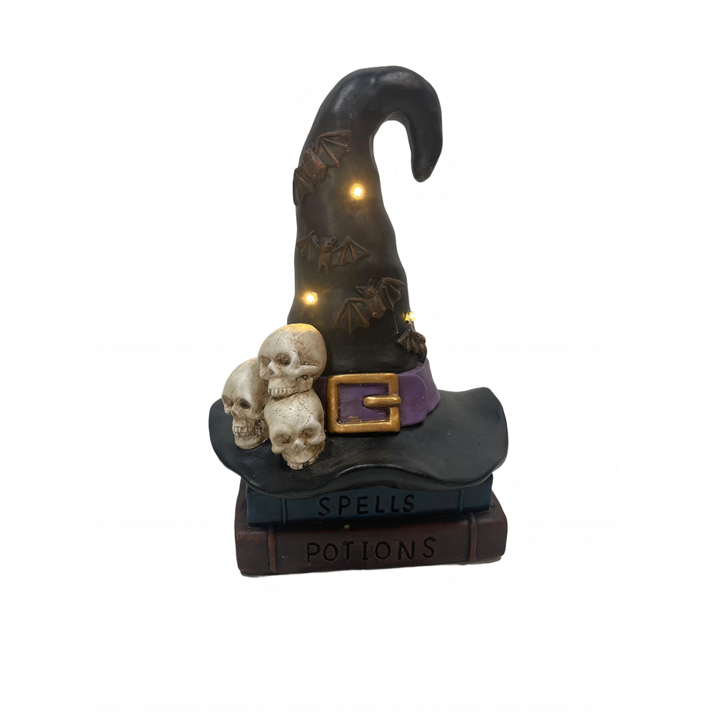 Illuminated Witch's Hat Halloween Ornament - Warm White LED, 42cm