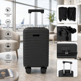 Black Hard-Shell Underseat Spinner Suitcase with Combination Lock