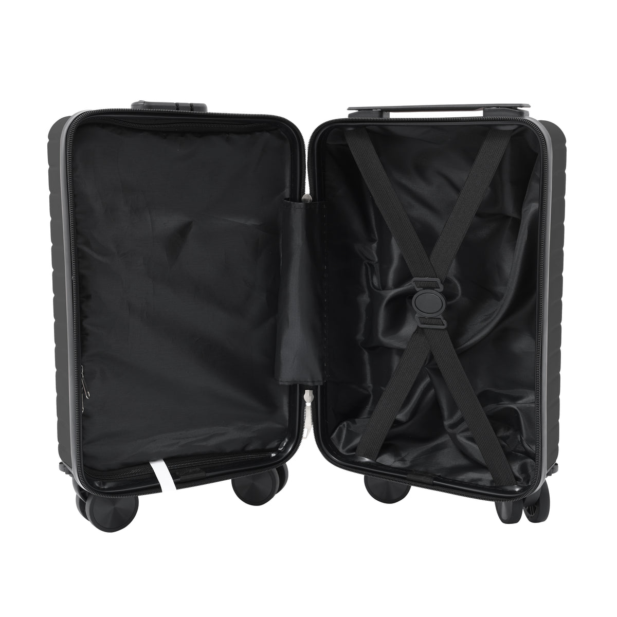 Black Hard-Shell Underseat Cabin Suitcase - Spinner Wheels, Combination Lock