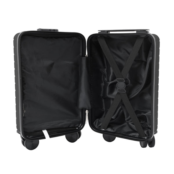 Black Hard-Shell Underseat Cabin Suitcase - Spinner Wheels, Combination Lock