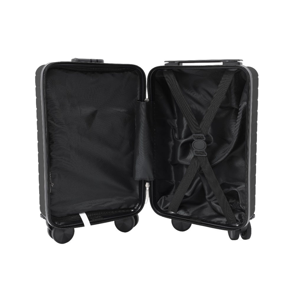 Black Hard-Shell Underseat Spinner Suitcase with Combination Lock