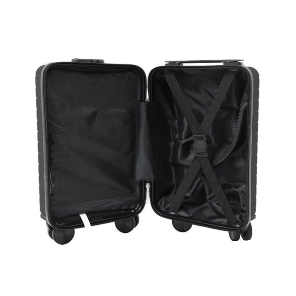 Black Hard-Shell Underseat Spinner Suitcase with Combination Lock