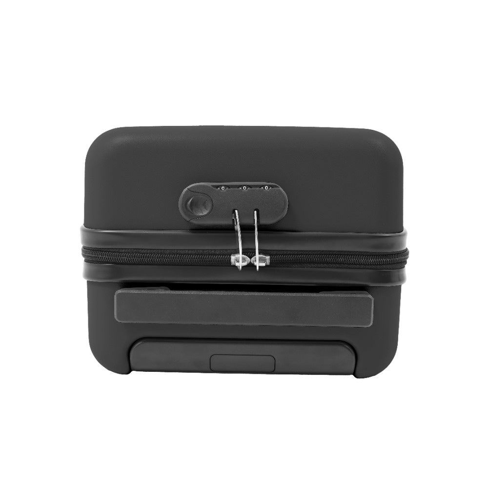 Black Hard-Shell Underseat Spinner Suitcase with Combination Lock