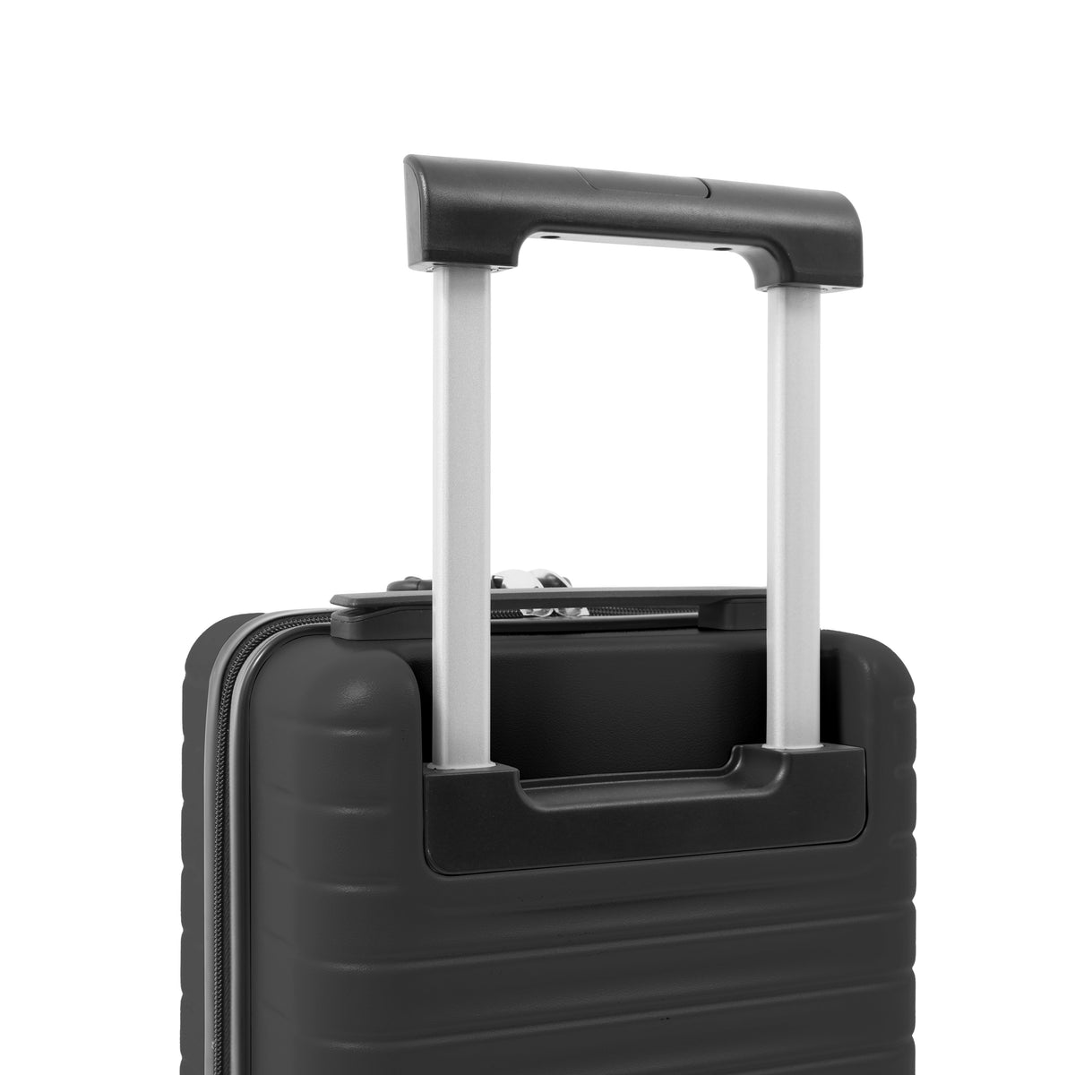 Black Hard-Shell Underseat Cabin Suitcase - Spinner Wheels, Combination Lock