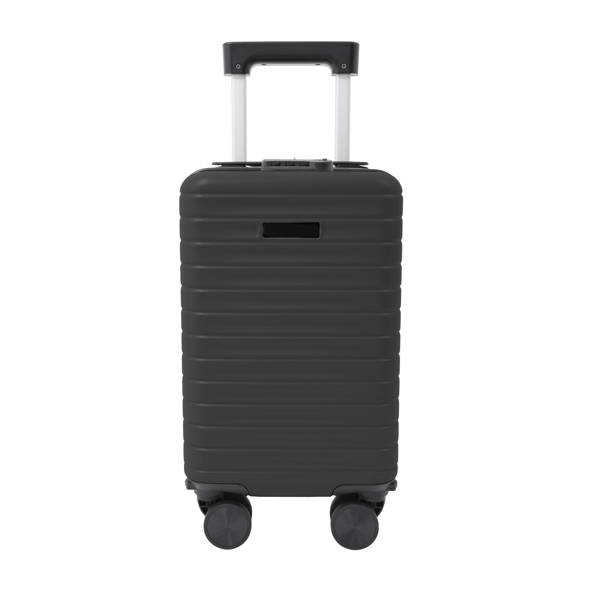 Black Hard-Shell Underseat Cabin Suitcase - Spinner Wheels, Combination Lock