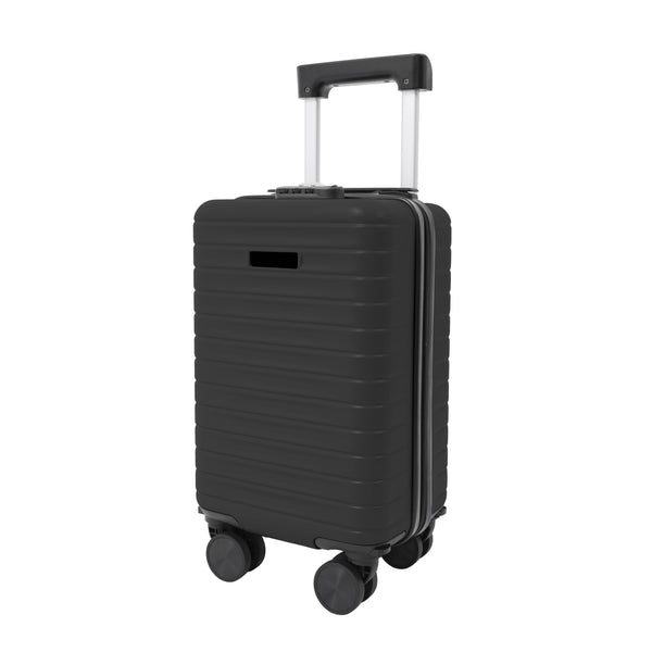 Black Hard-Shell Underseat Cabin Suitcase - Spinner Wheels, Combination Lock
