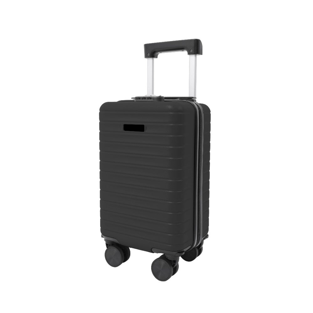 Black Hard-Shell Underseat Spinner Suitcase with Combination Lock